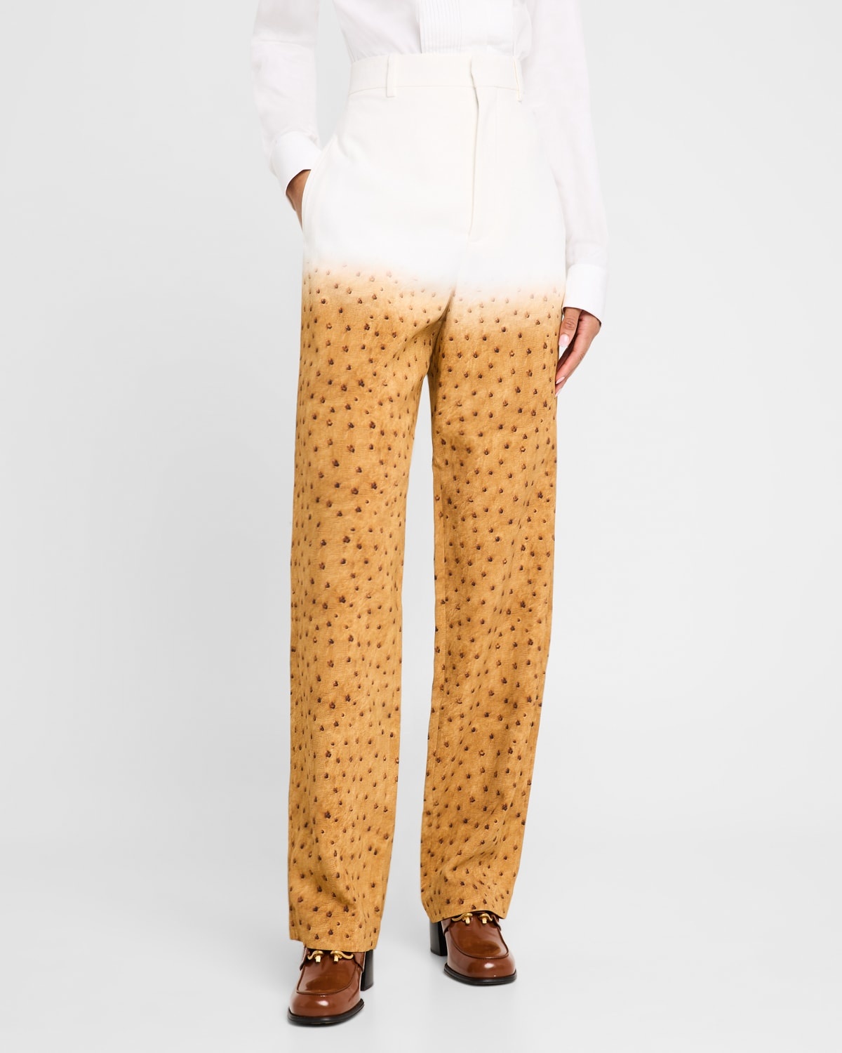 High-Rise Printed Wide-Leg Trousers - 4