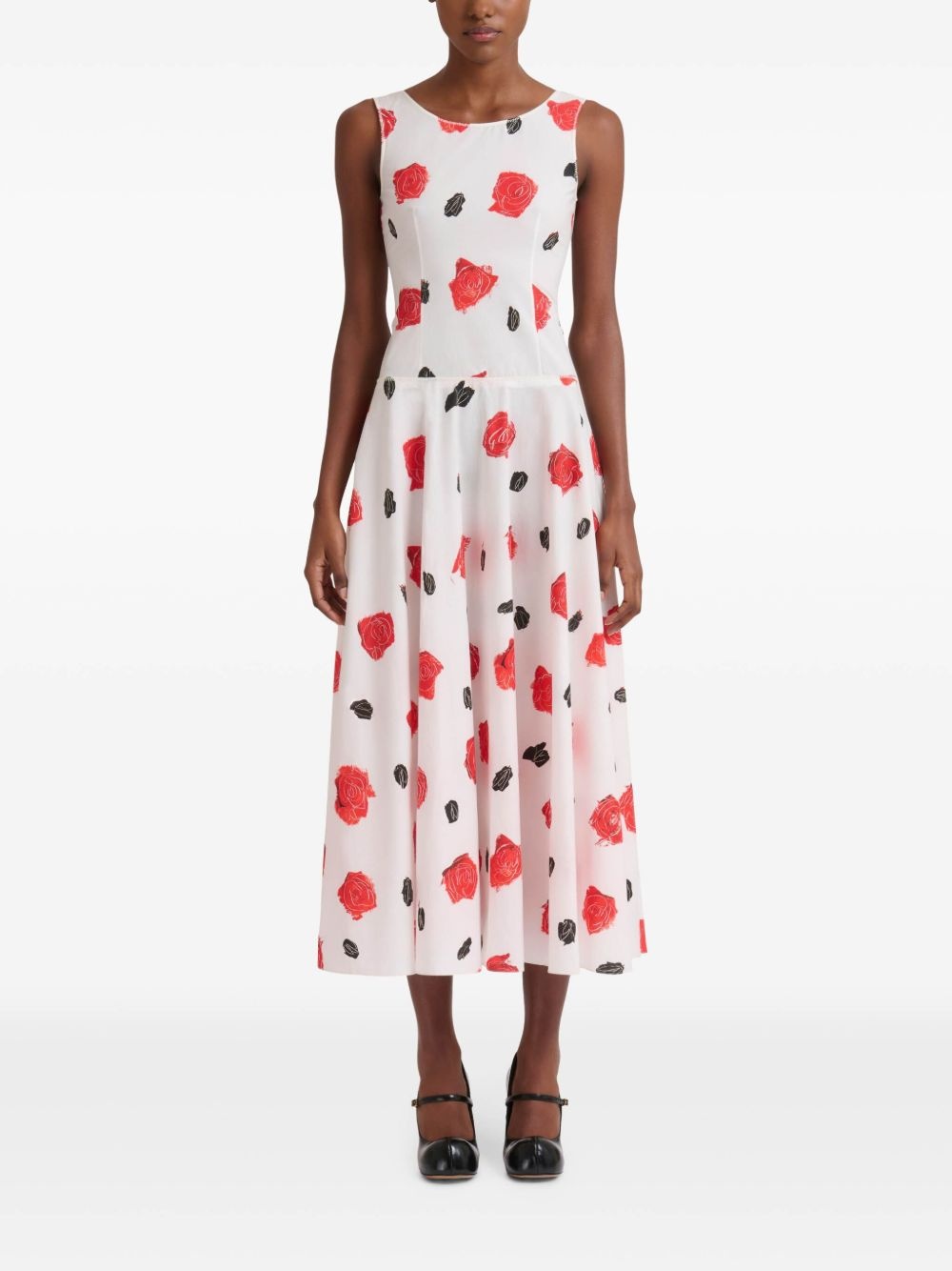 rose-print midi dress - 2