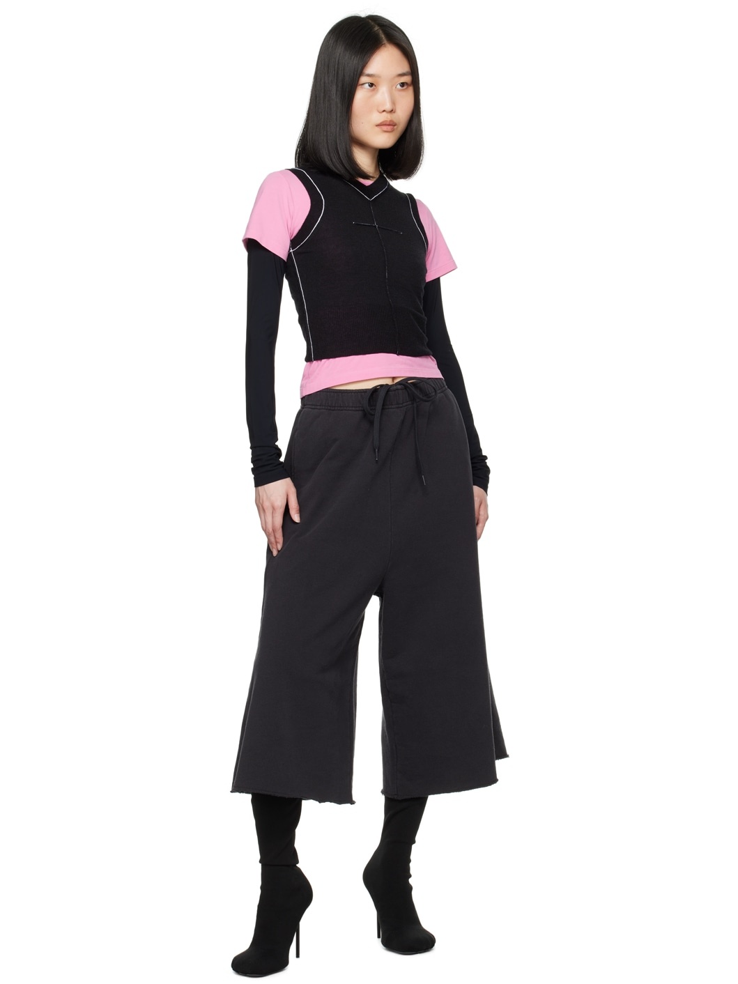 Black Inverted Seam Tank Top - 4