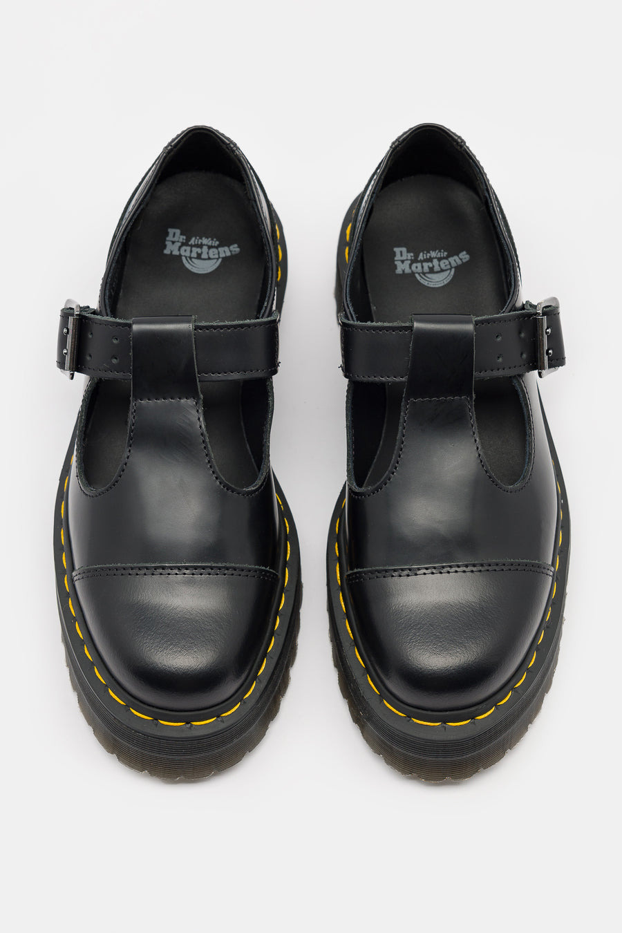 Bethan Polished Smooth Leather Platform Shoes in Black - 3