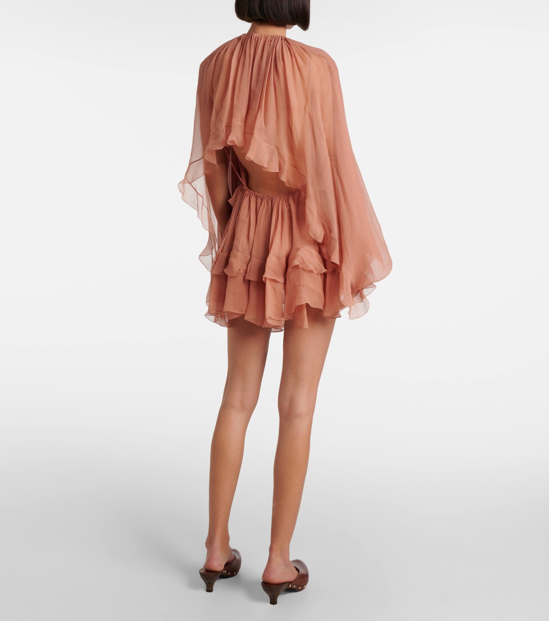 Ruffled silk muslin cape - 3