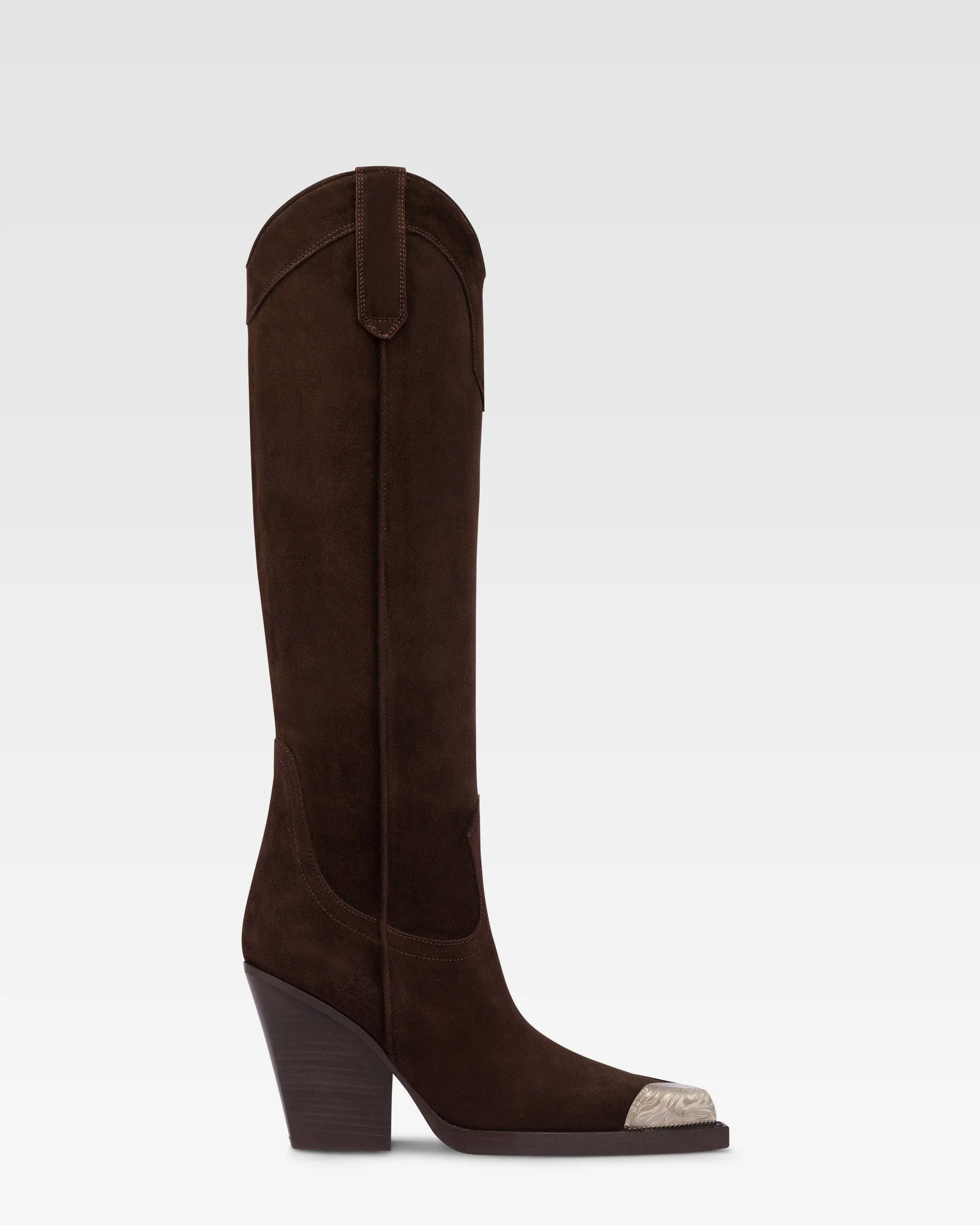 Suede texan boot with metallic toe - 1