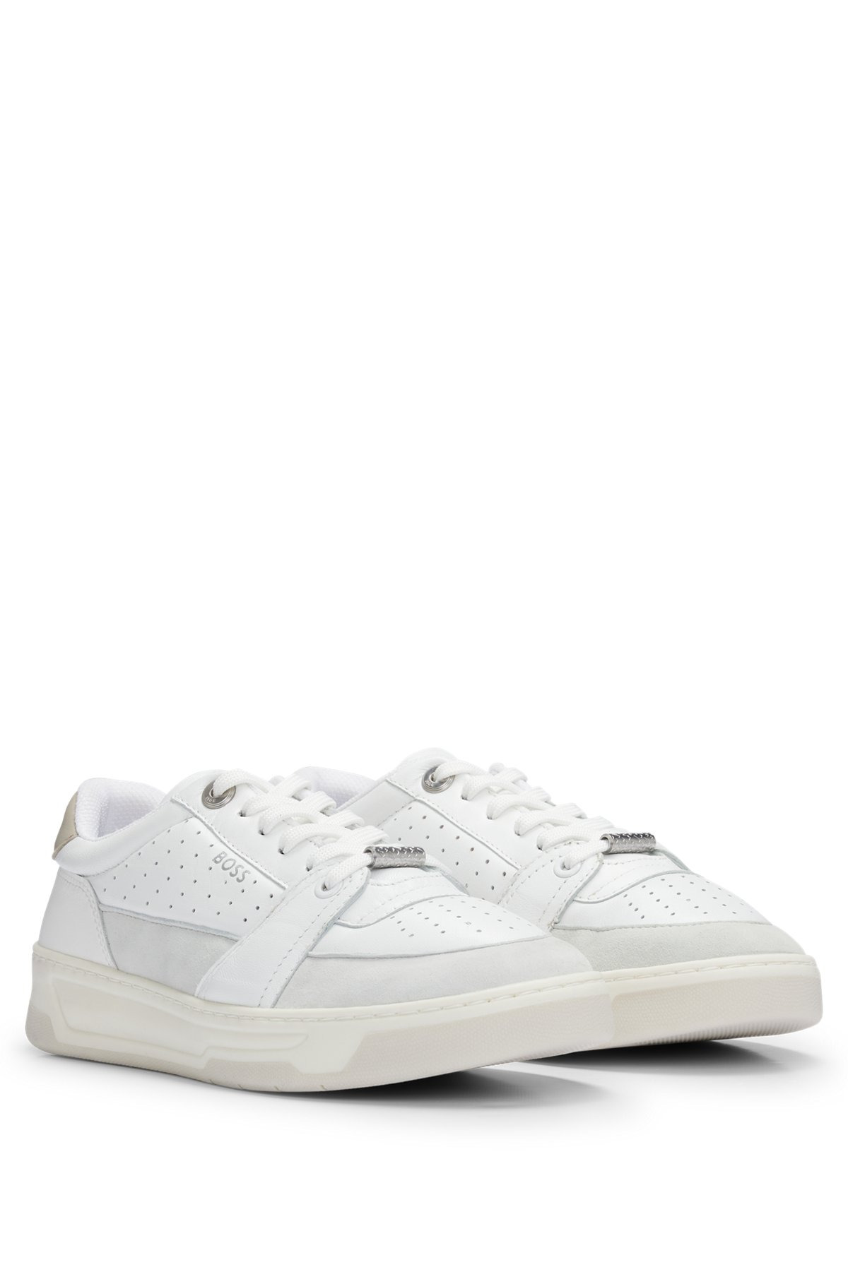 LEATHER TRAINERS WITH SUEDE TRIMS AND PERFORATIONS - 2