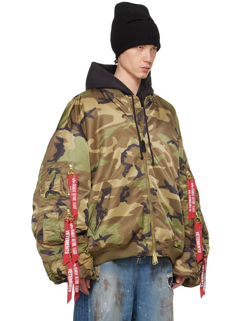 VETEMENTS Khaki Alpha Industries Edition Cargo Reversible Bomber Jacket outlook