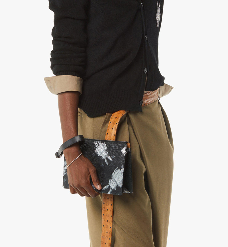 Wristlet Standing Pouch With Chain Strap in Rabot Visetos 8
