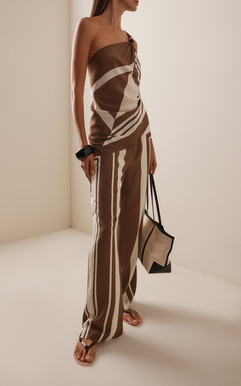 SIR. Exclusive Pietra Silk Straight-Leg Pants brown outlook