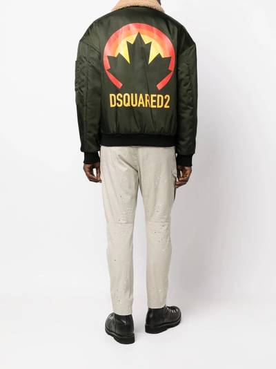 DSQUARED2 faux shearling-trim zip-up bomber jacket outlook