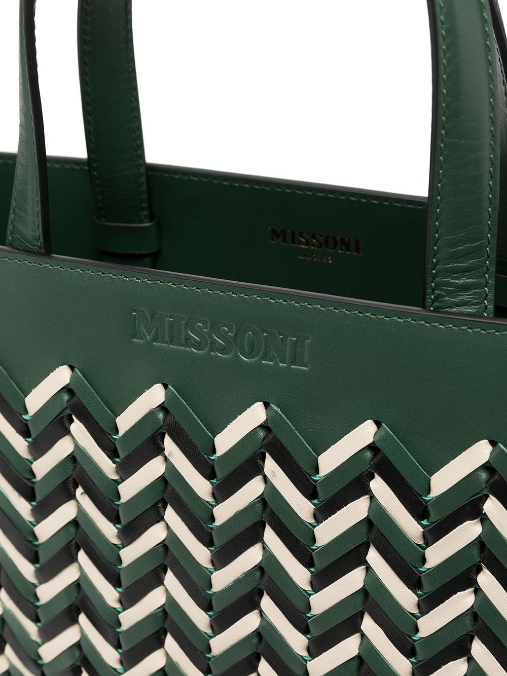 logo woven top-handle tote - 4