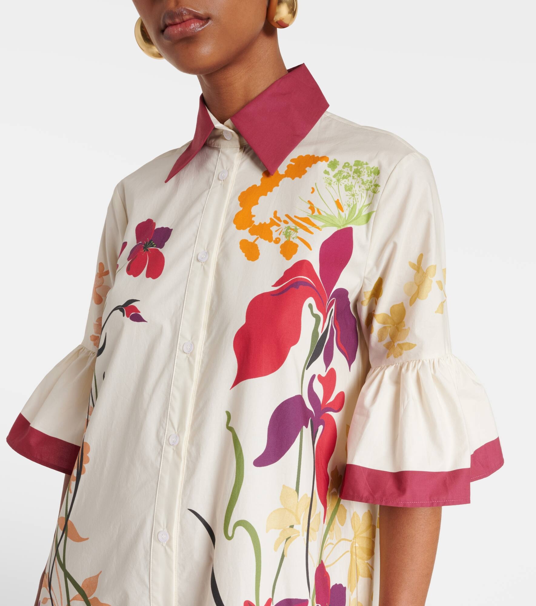 Choux floral cotton poplin shirt dress - 4