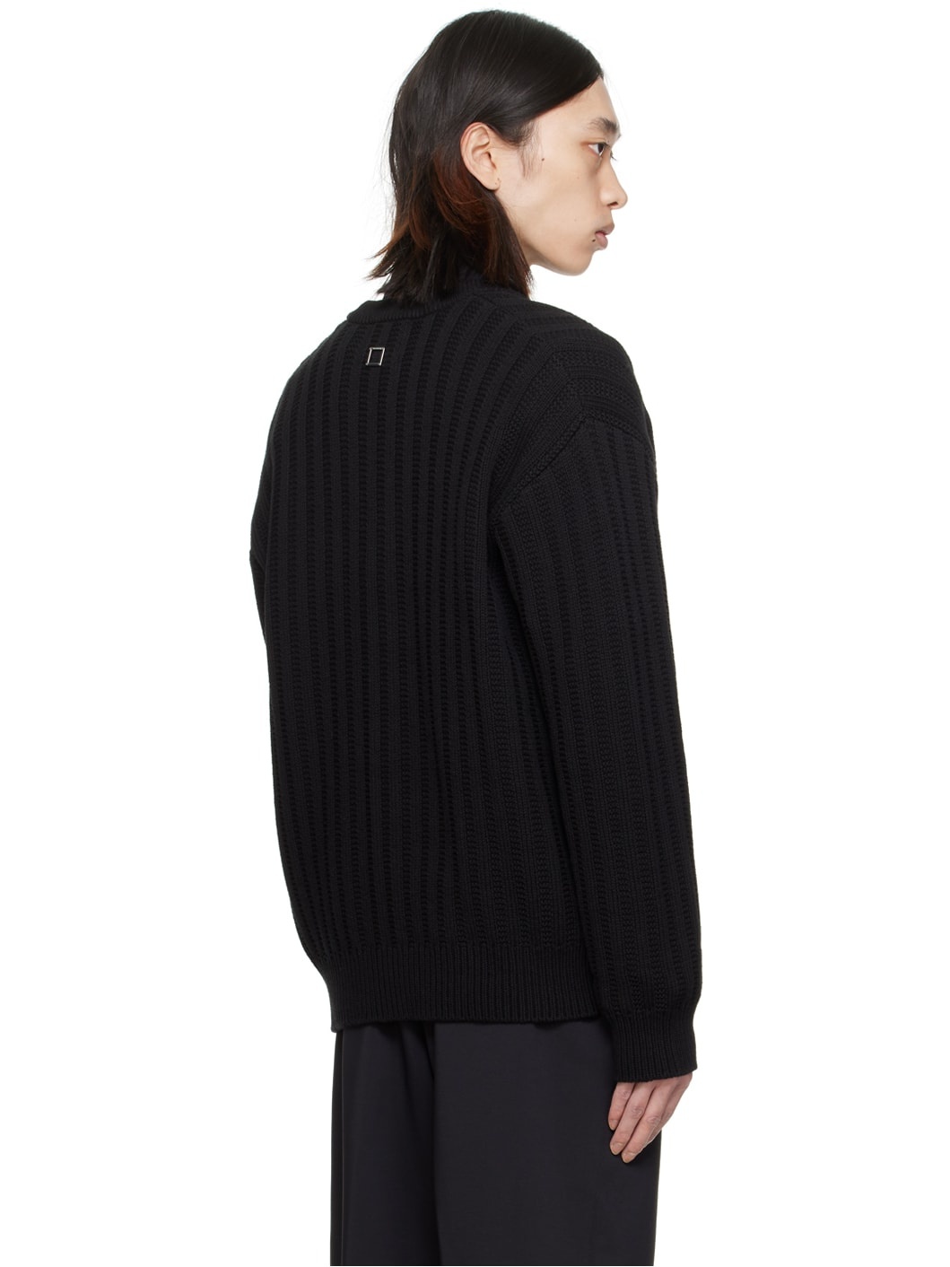 Black Y-Neck Cardigan - 3
