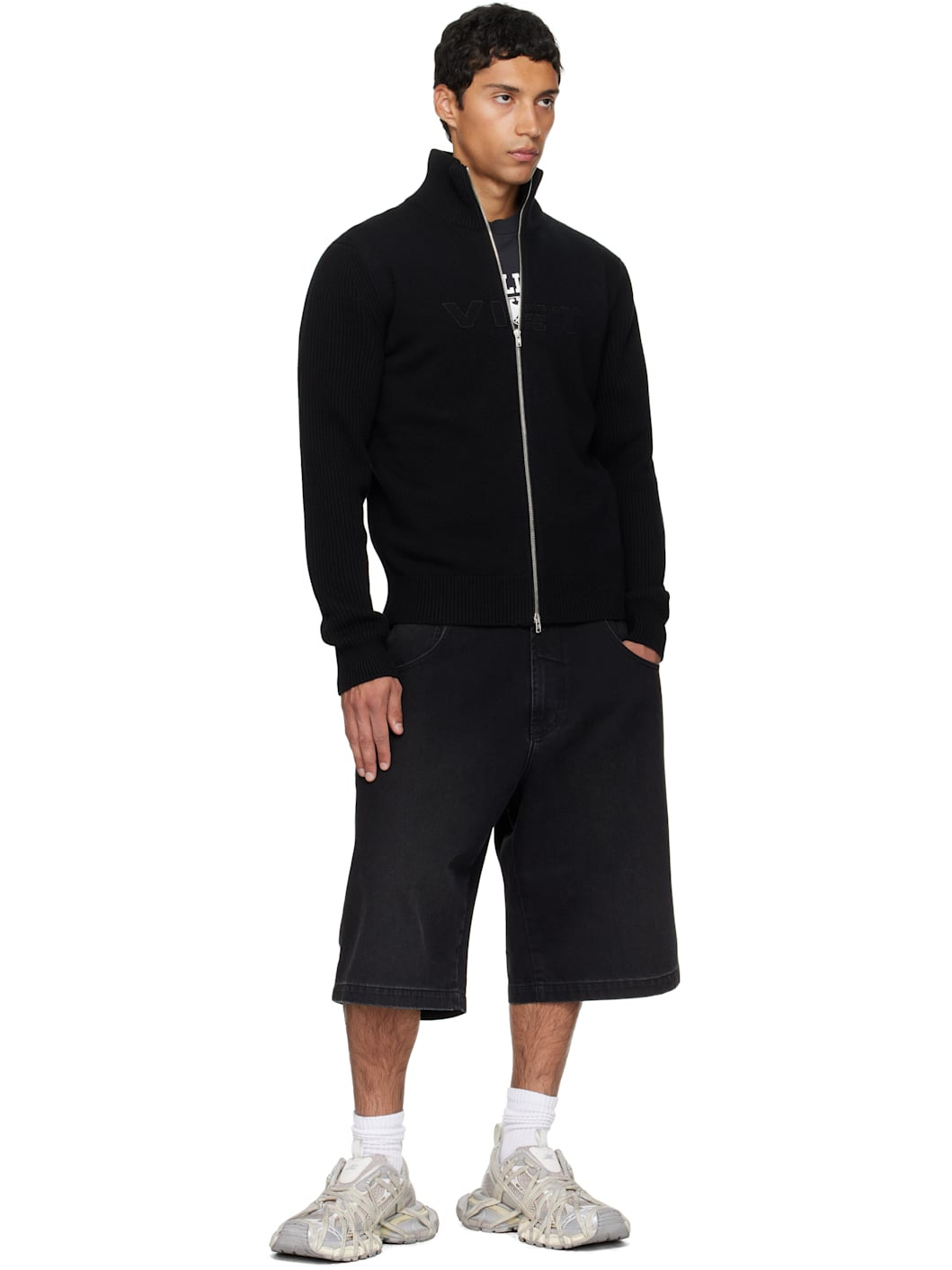 Black 'VET' Zip-Up Sweater - 4