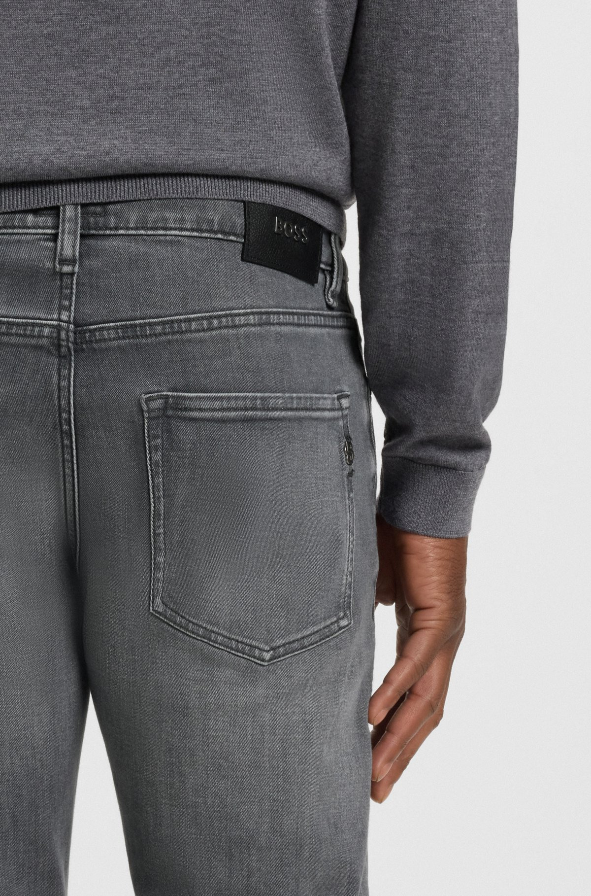 DELAWARE SLIM-FIT JEANS IN GRAY STRETCH DENIM - 5