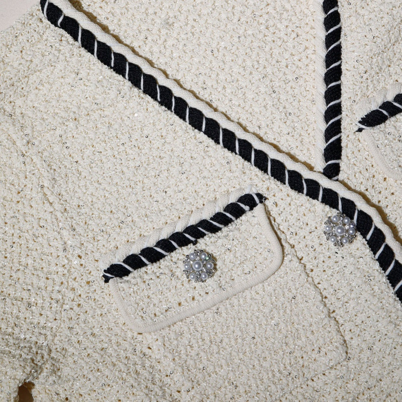 Cream Sequin Knitted Cardigan 4