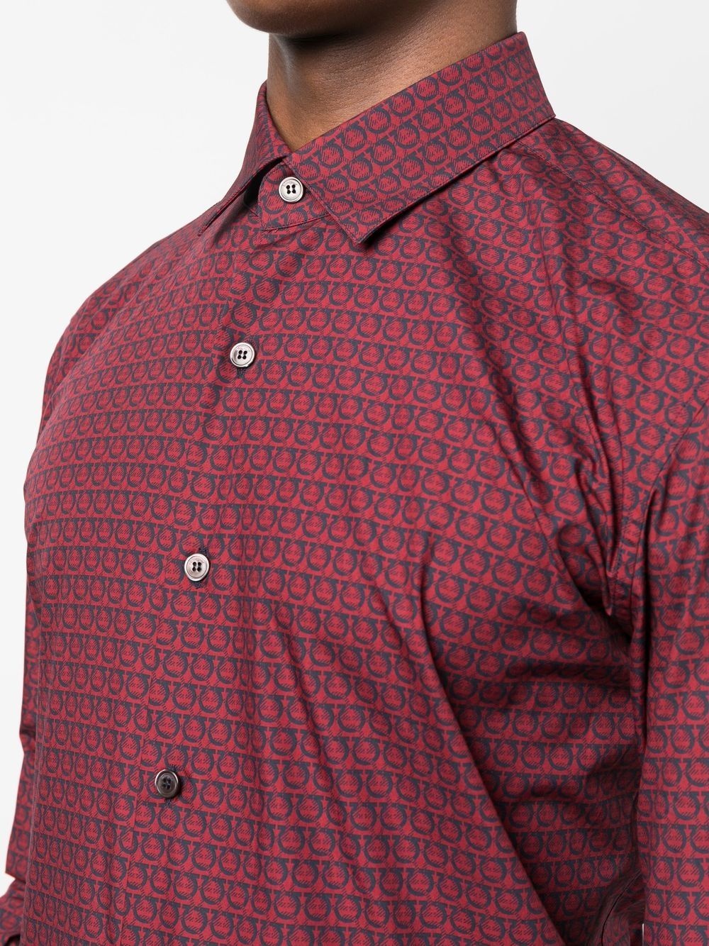 Gancini-print button-up shirt - 5