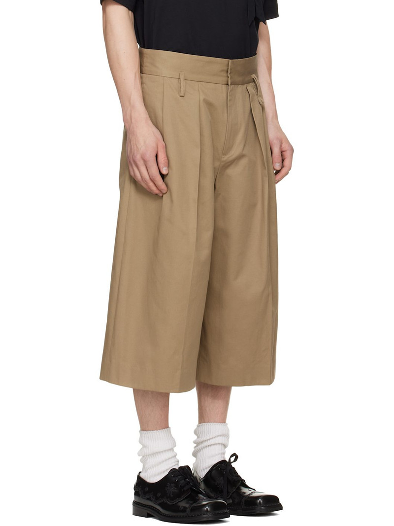 Beige Peeling Waist Wide Leg Shorts 2