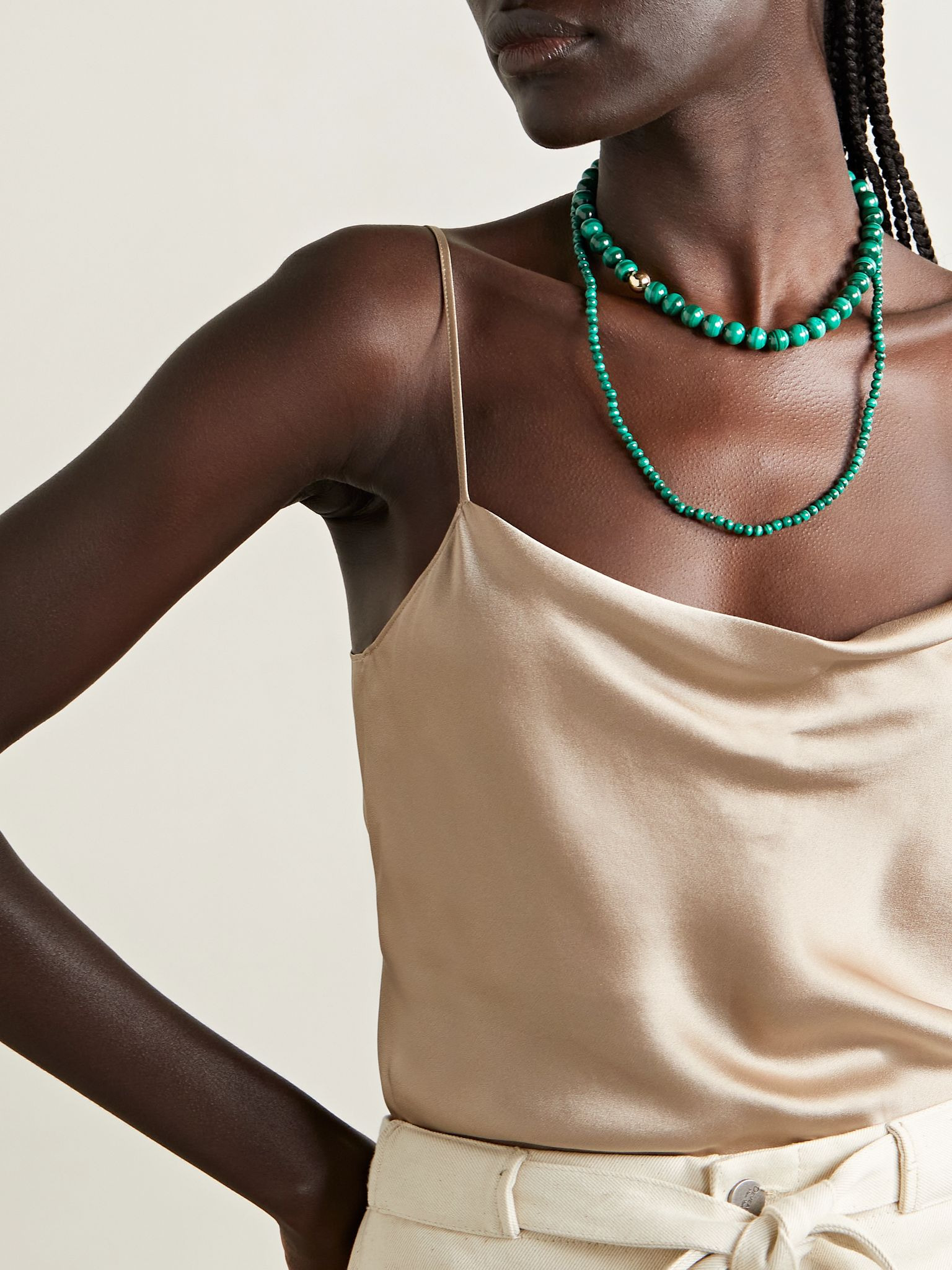 14-karat gold malachite necklace Gold - 5
