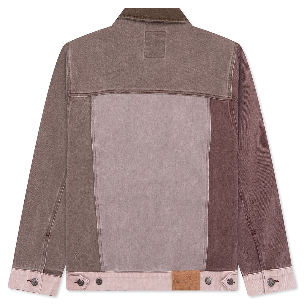 PATCHWORK FACE COLORBLOCKED TWILL JACKET - BROWN/MULTI - 2