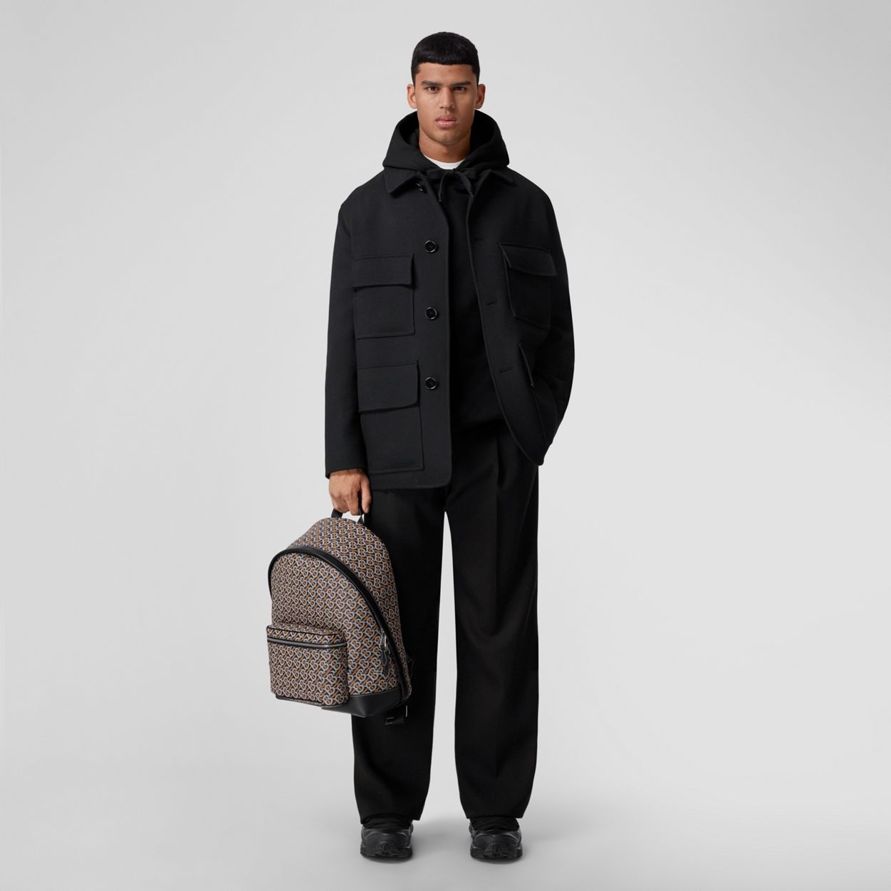 Monogram Print and Leather Backpack - 6