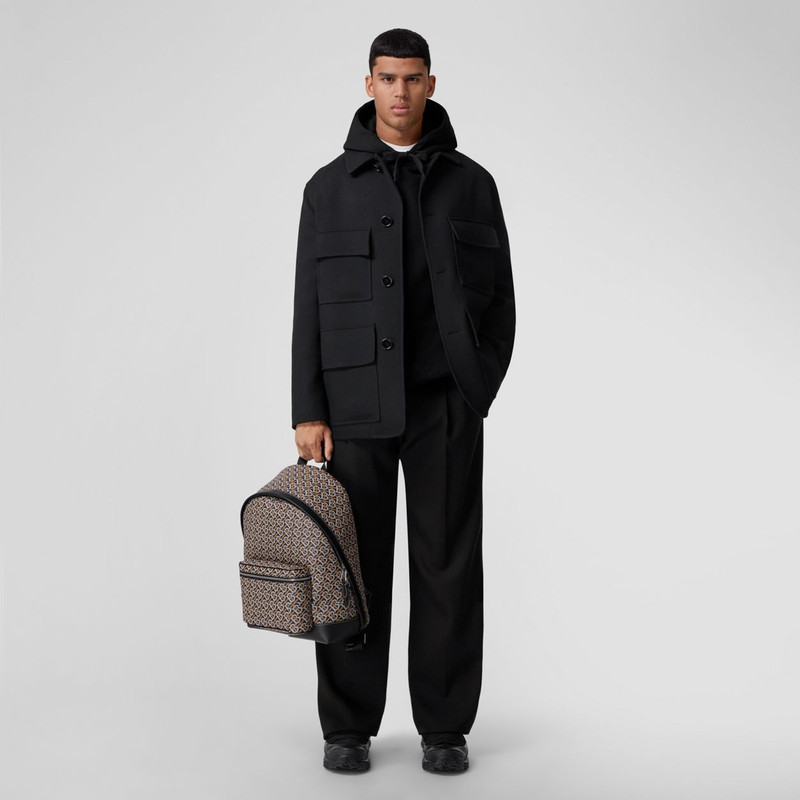 Monogram Print and Leather Backpack 6