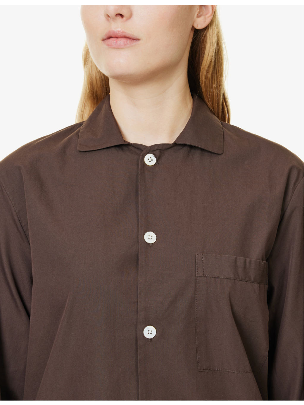 Patch-pocket cotton poplin pyjama shirt - 4