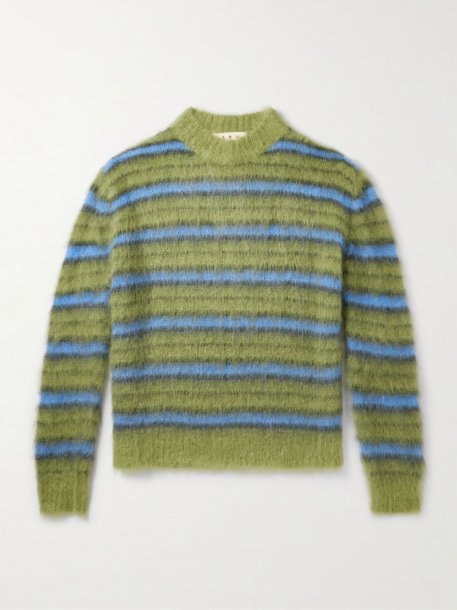 Striped Mohair-Blend Sweater Green - 1