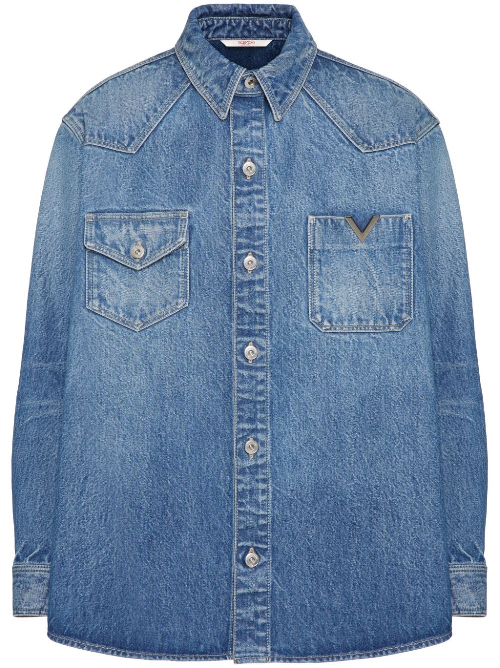 V-plaque denim shirt - 1