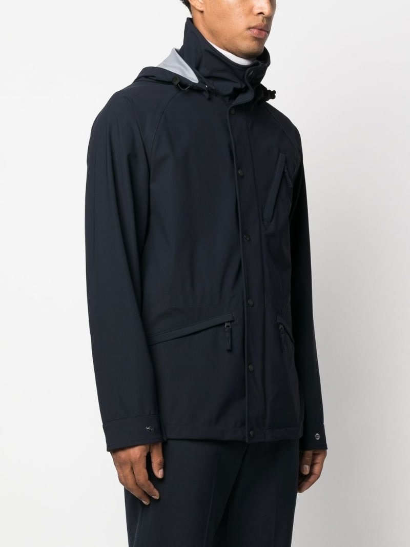 hooded press-stud fastening jacket - 3