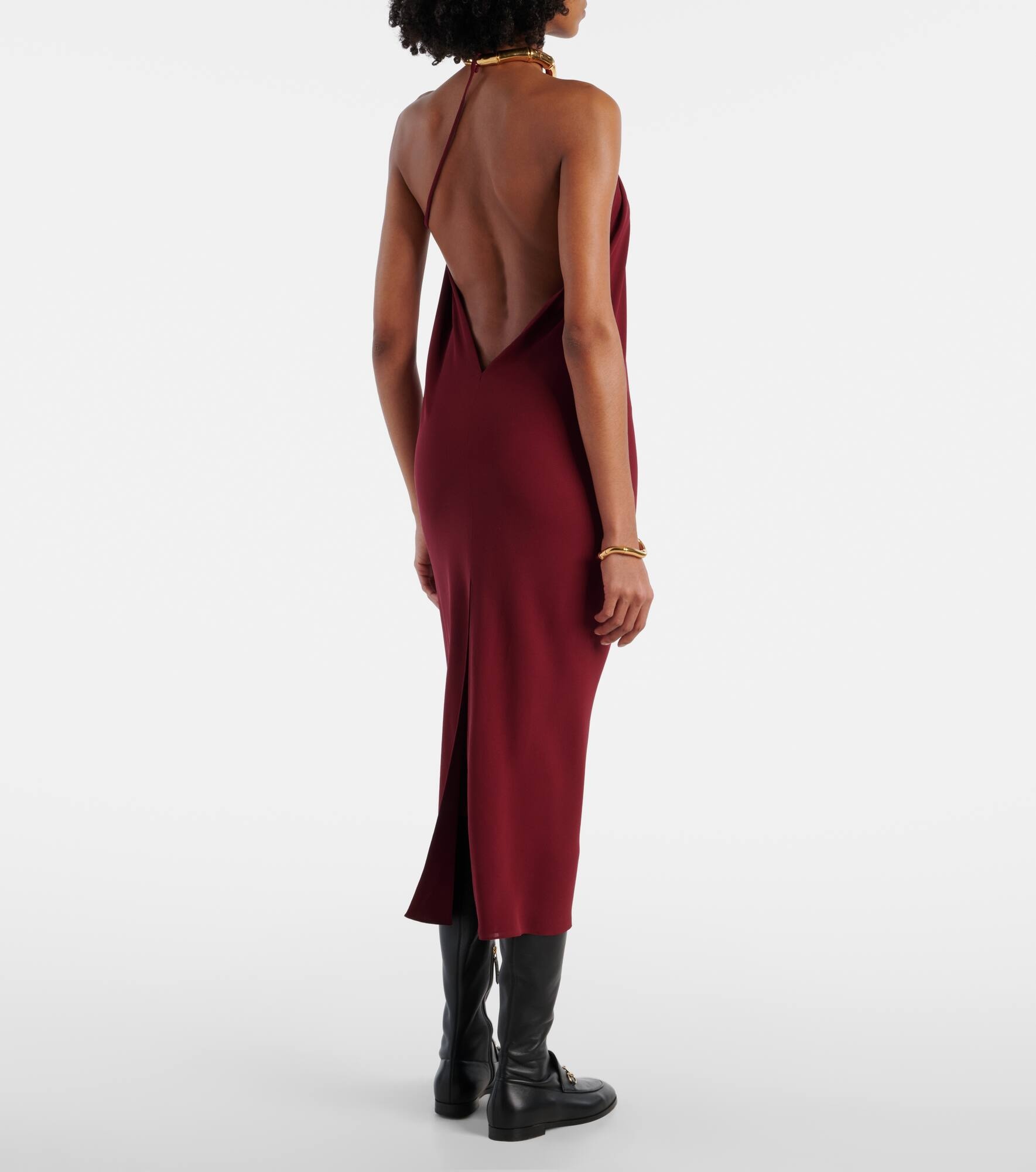 Draped silk crêpe sablé midi dress - 3