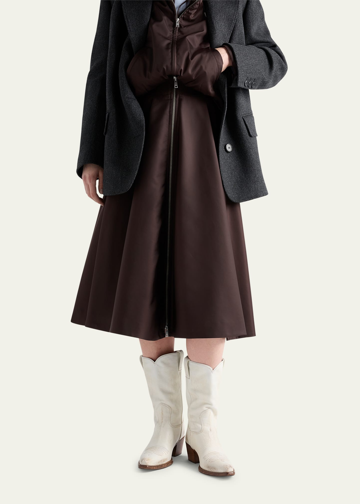 Re-Nylon Zip-Front Midi Skirt - 4