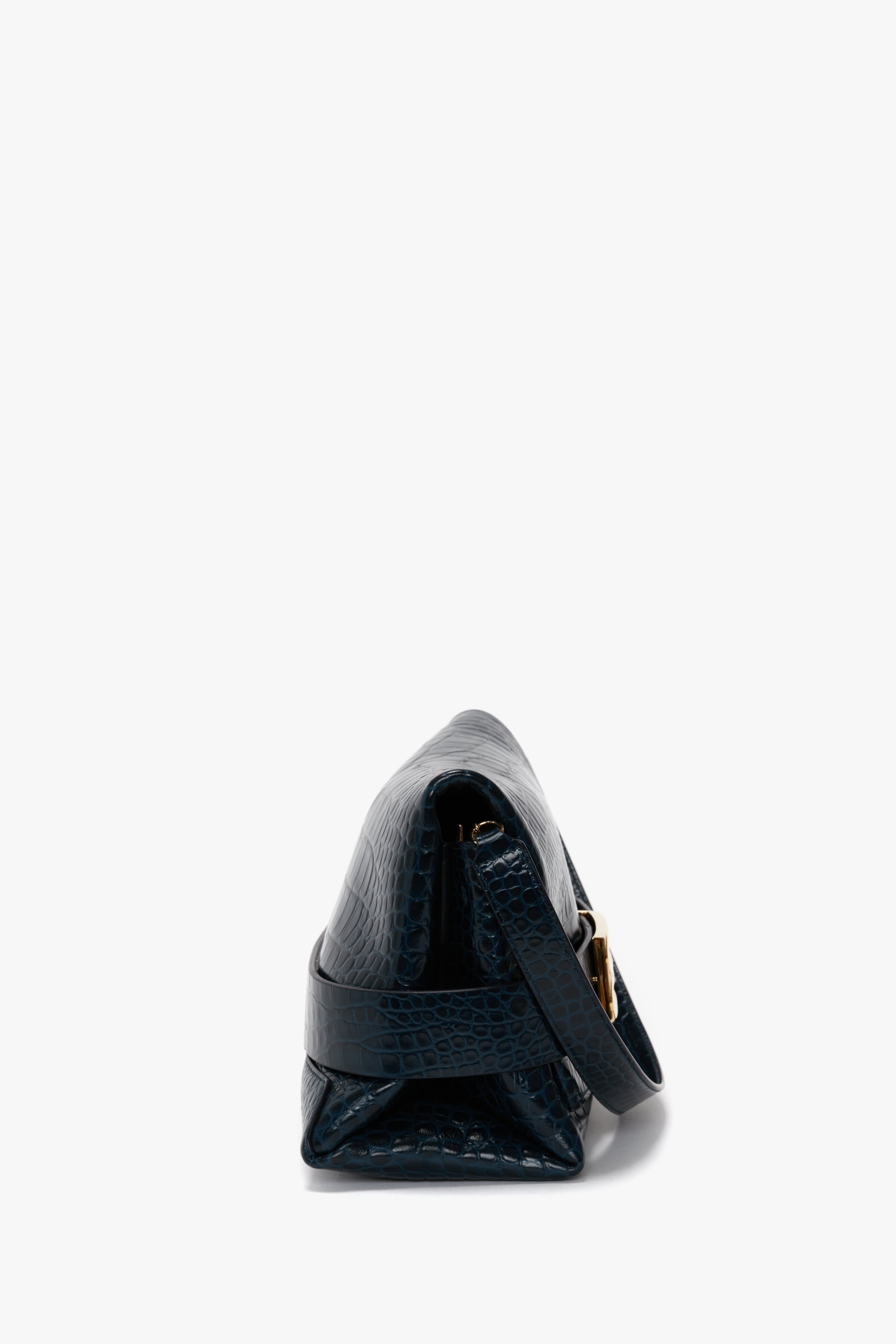 B Pouch In Croc Effect Midnight Blue Leather - 3