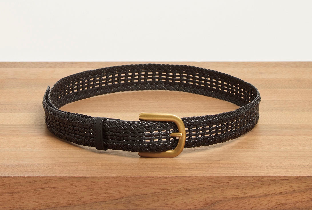 Sam Braided Belt in Black Leather - 4
