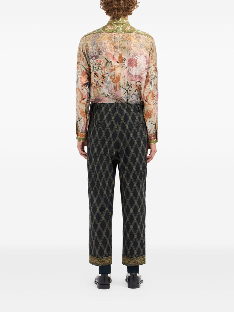 diamond-pattern drawstring-waist trousers 3