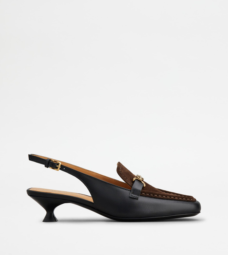 SLINGBACK LOAFERS IN LEATHER - BLACK, BROWN - 1