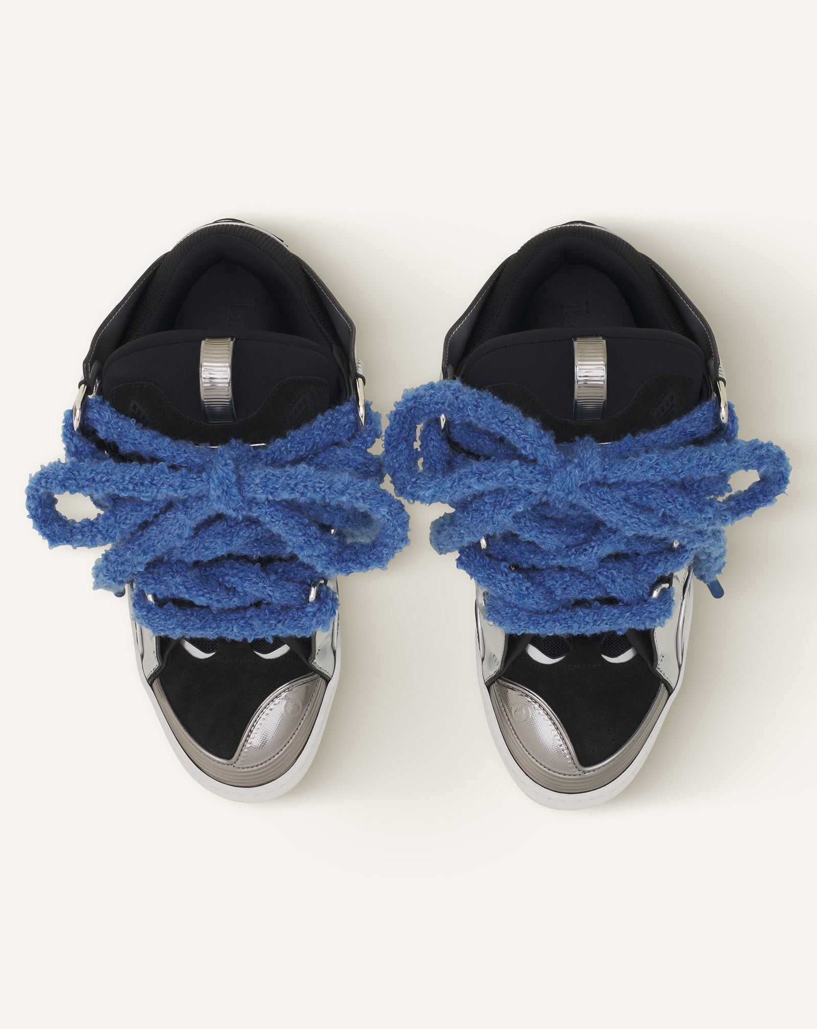 CURB METALLIC LEATHER SNEAKERS WITH MESH LACES - 4