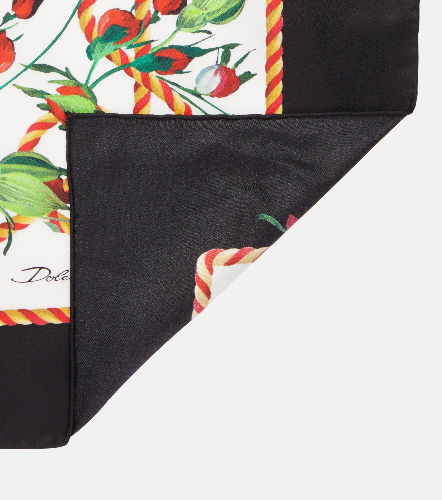 Floral silk twill scarf - 4