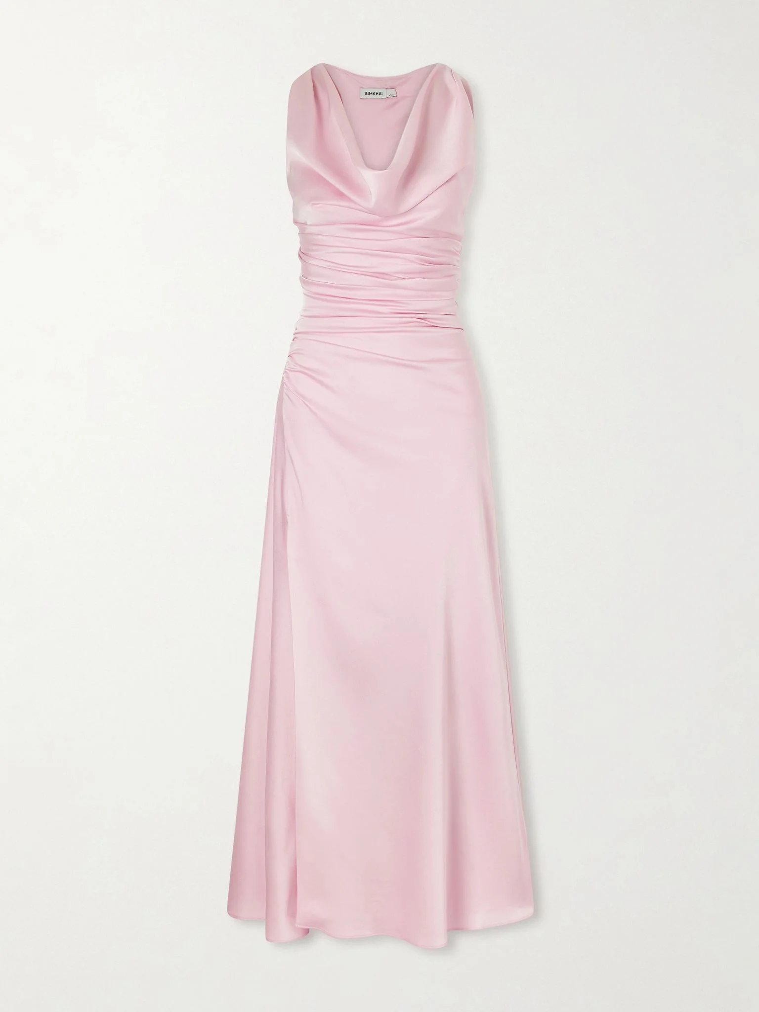 Melaney draped gathered satin gown Pink - 1
