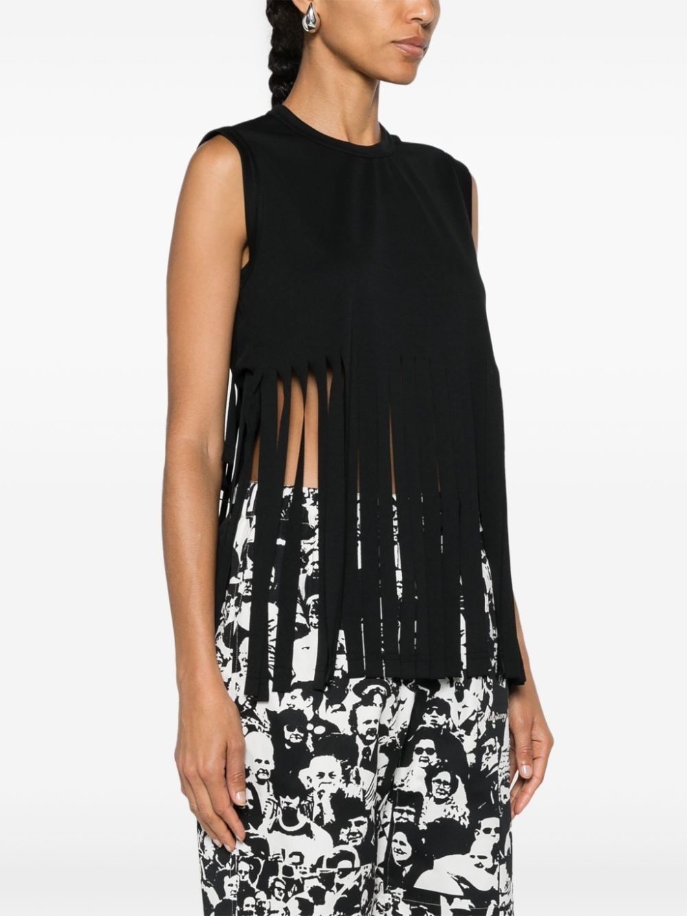 fringed jersey tank top - 3