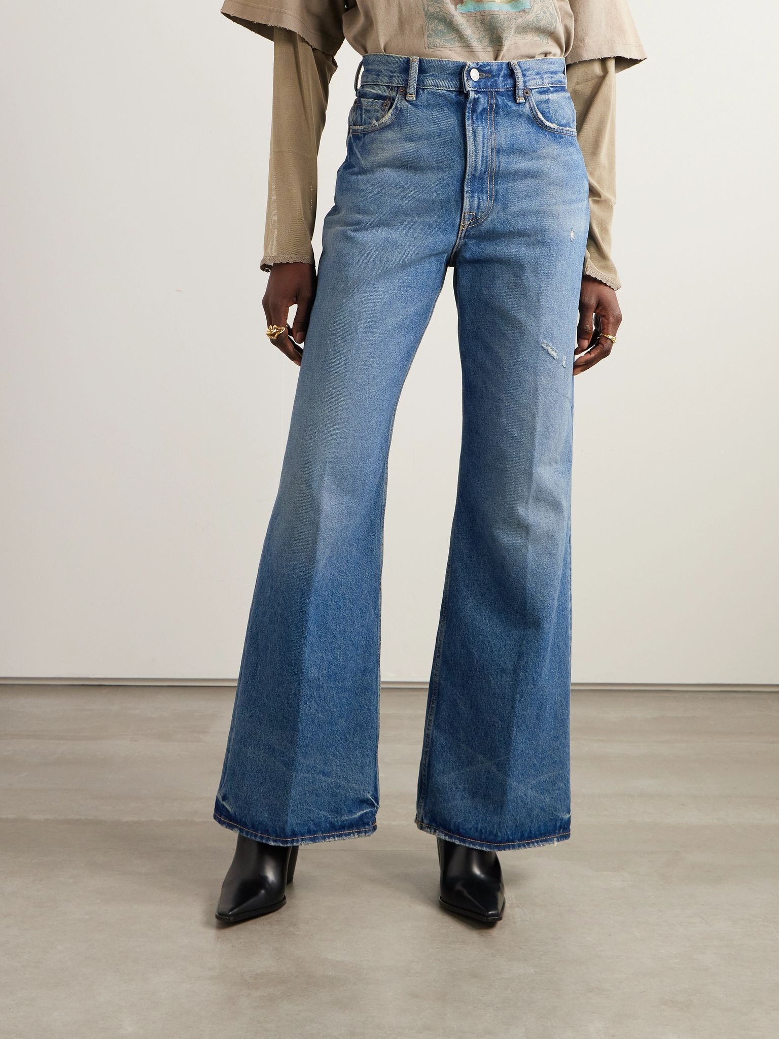 High-rise wide-leg organic jeans Blue - 3