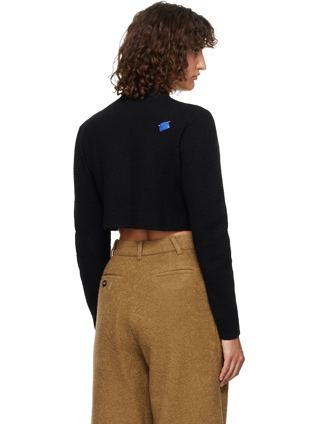 Black Cropped Cardigan - 3