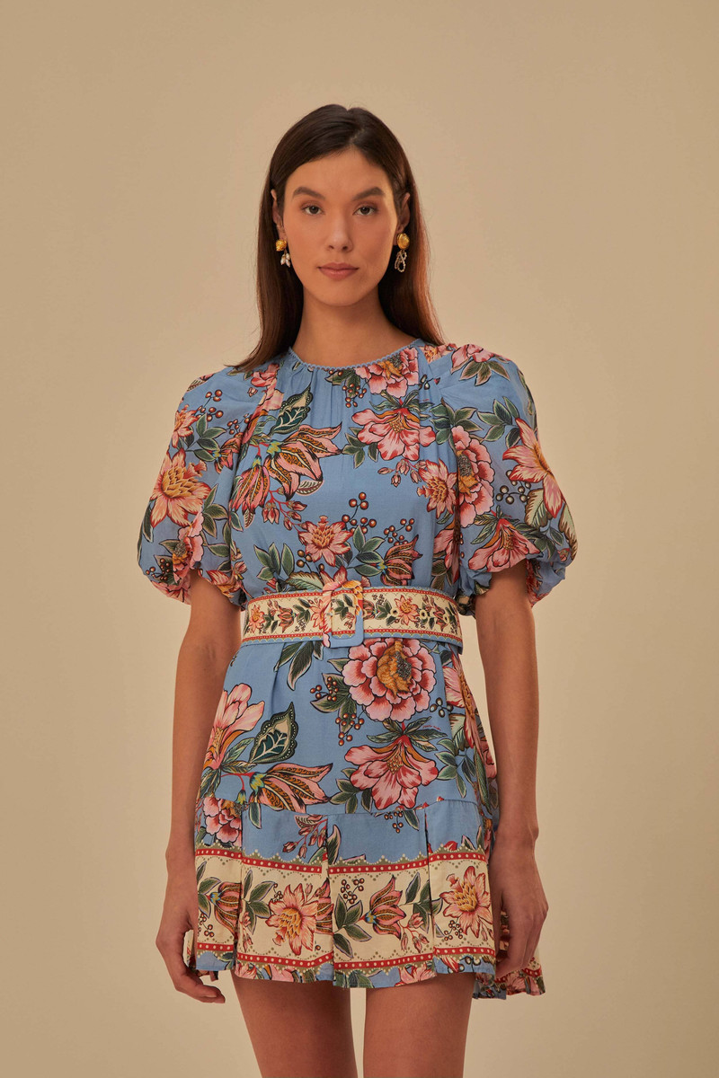 Blue Wonderful Bouquet Mini Dress 1