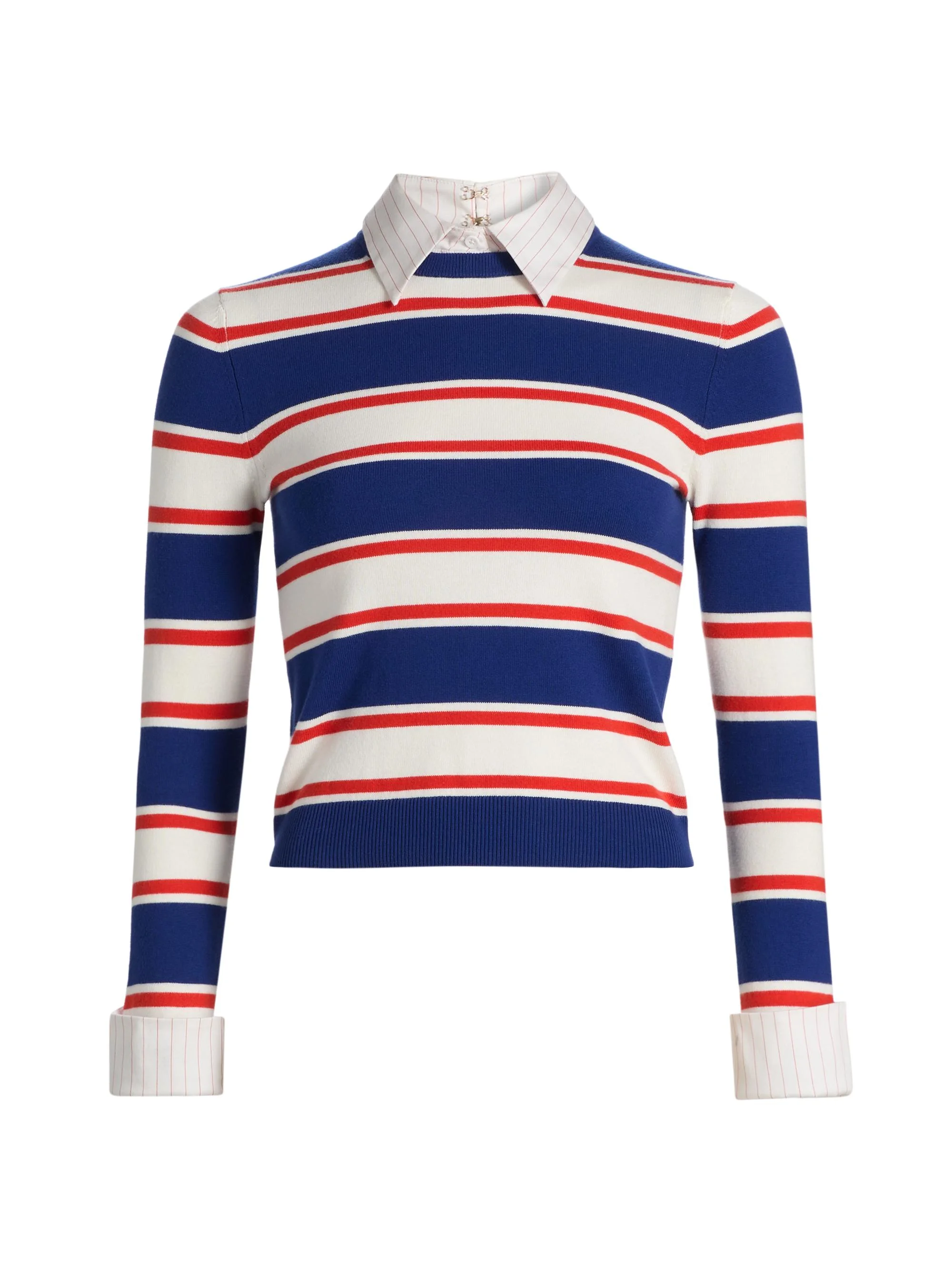 Women's Porla Mixed-Media Collared Sweater - Americana Stripe - 1