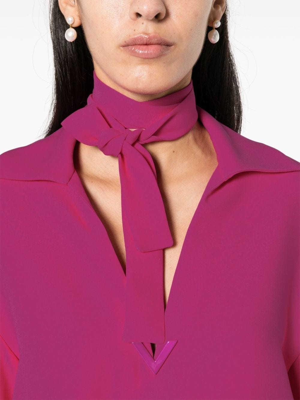V-logo silk blouse - 5