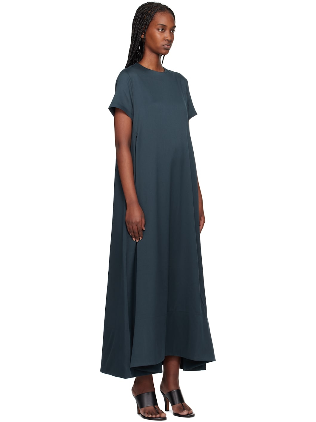Navy Short Sleeve Maxi Dress - 2