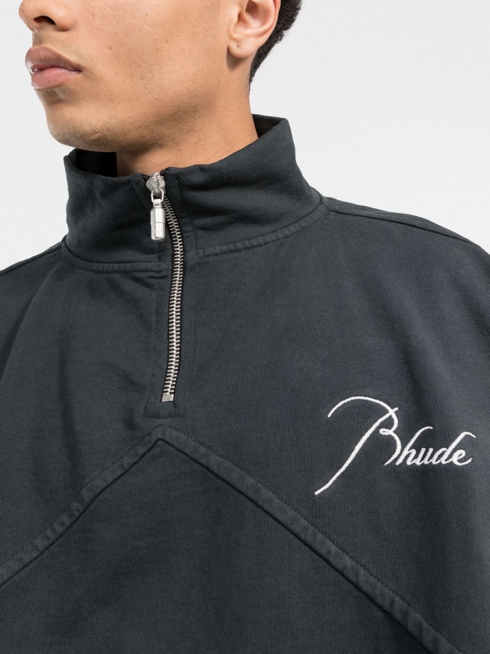 logo-embroidered half-zip sweatshirt - 5