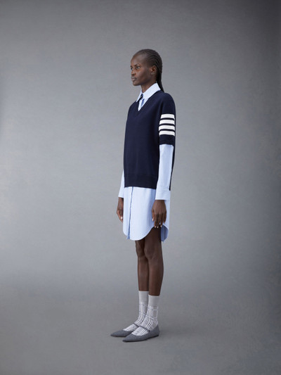 Thom Browne Cotton Milano and Oxford 4-Bar V-Neck Tee and Shirtdress Combo outlook