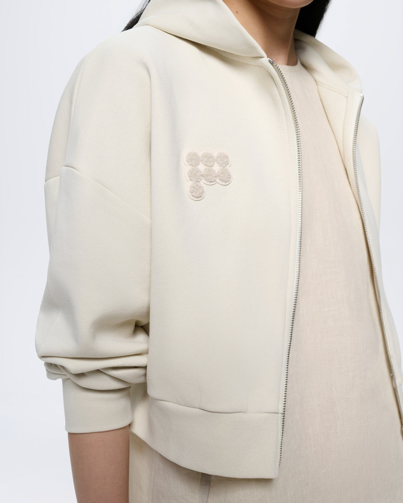 Womens Cropped Zip Up Hoodie - Bone White 4