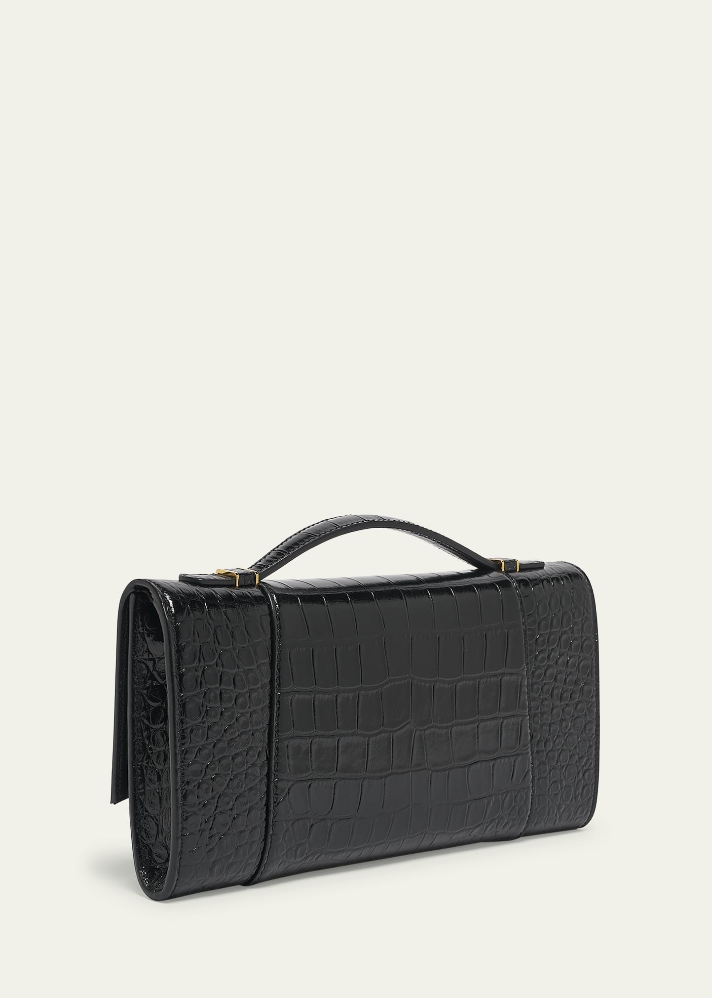 Hourglass Croc-Embossed Leather Top-Handle Bag - 3