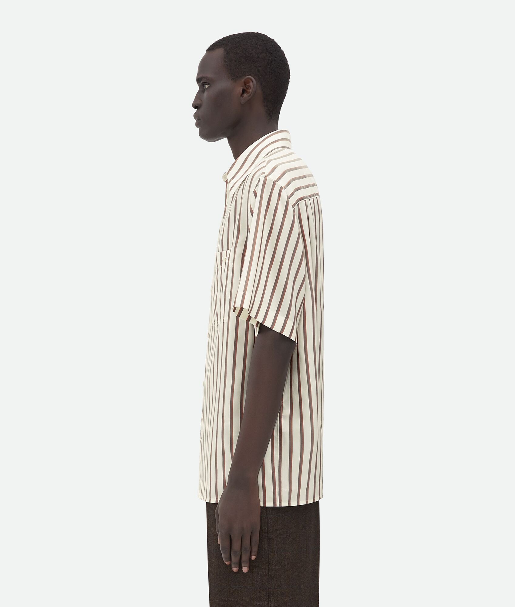 Short-Sleeved Silk Bicolor Striped Shirt - 2