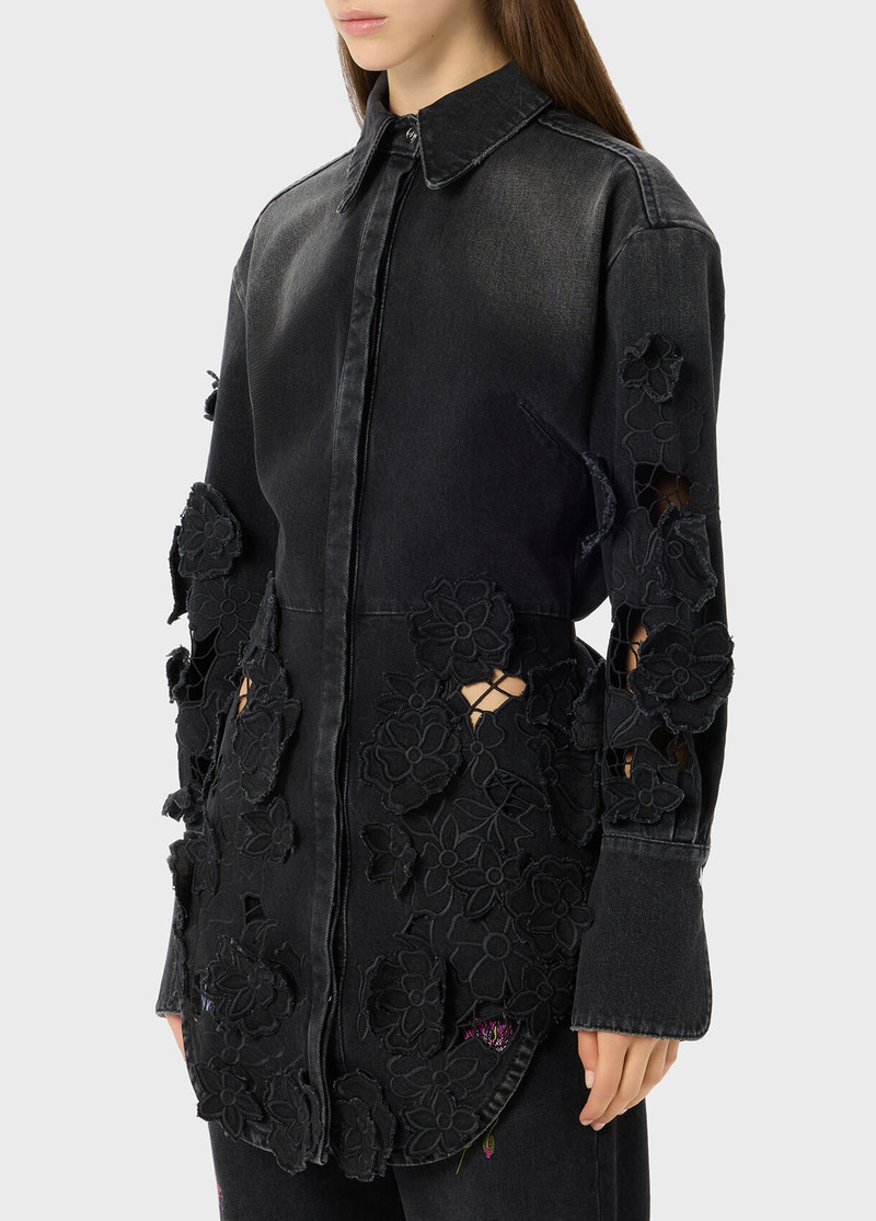 DENIM SHIRT WITH INSET EMBROIDERY 4