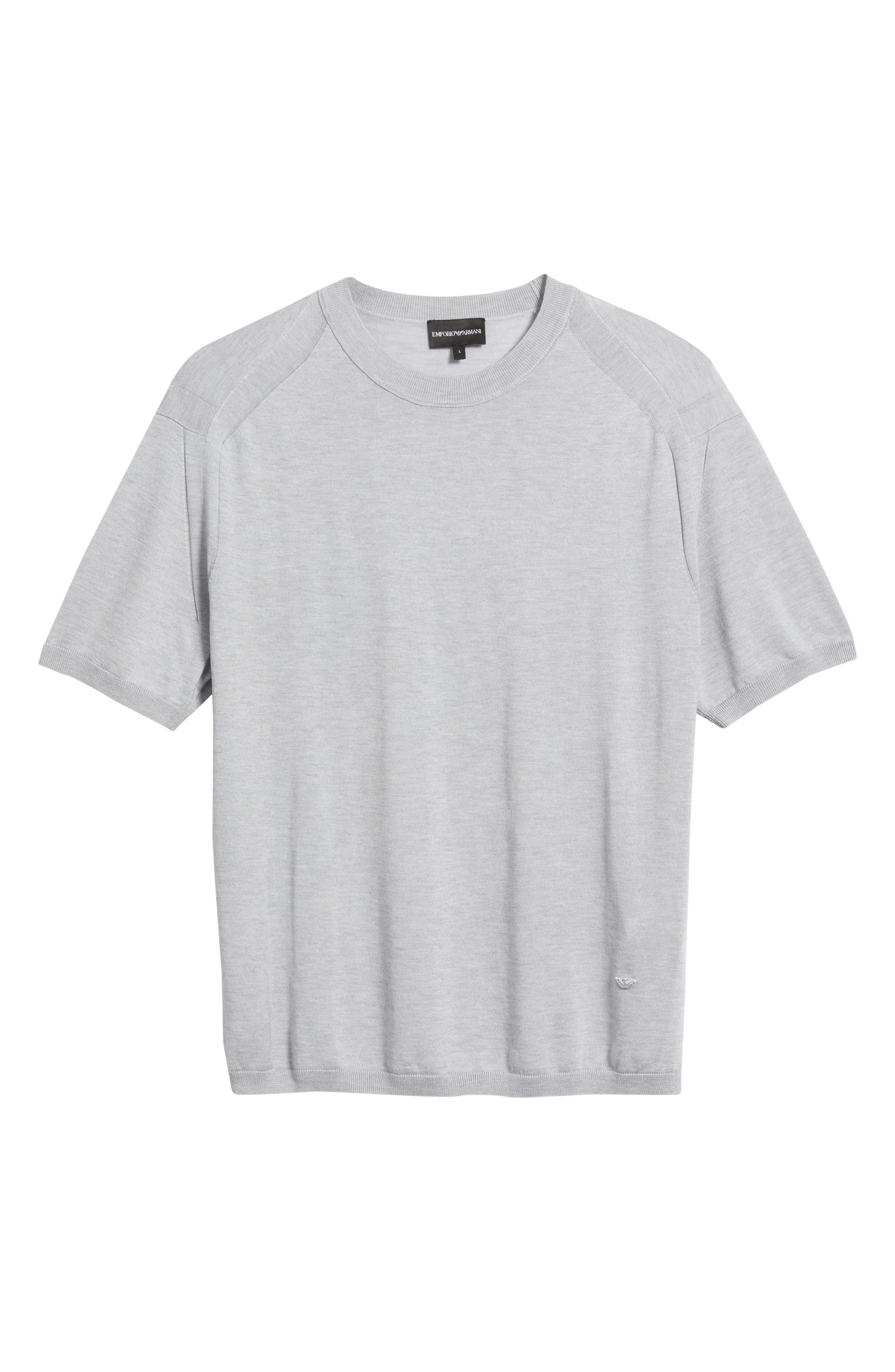 Emporio Armani Short Sleeve Crewneck Sweater in Solid Light/Pastel Grey at Nordstrom - 5